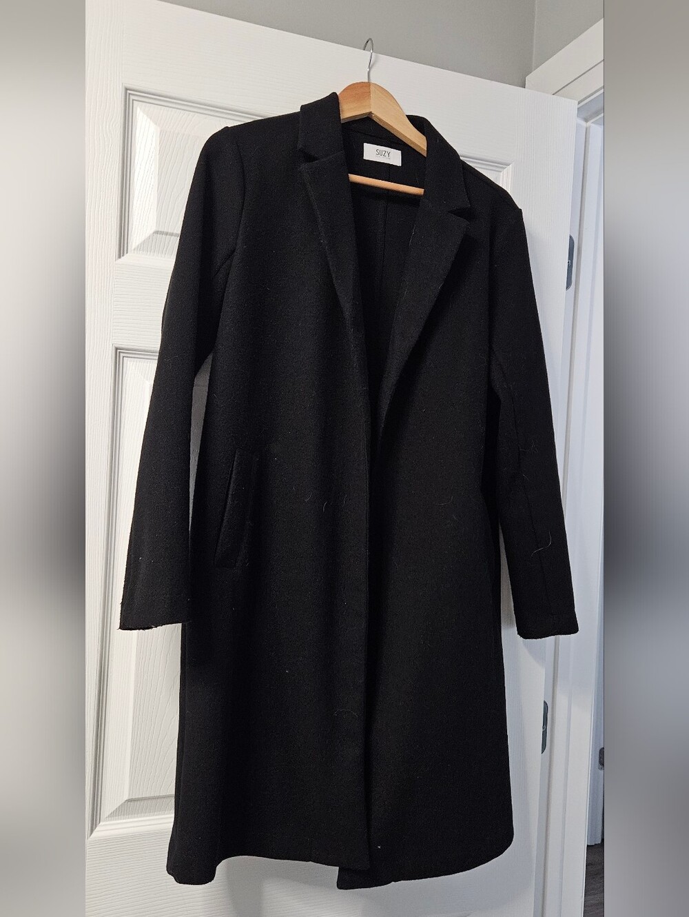 Suzy Shier Black Long Women's Trench Coat